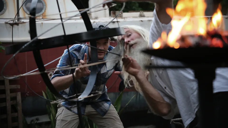 Tom David and Greg Quicke on location — Stargazers Guide to the Cosmos